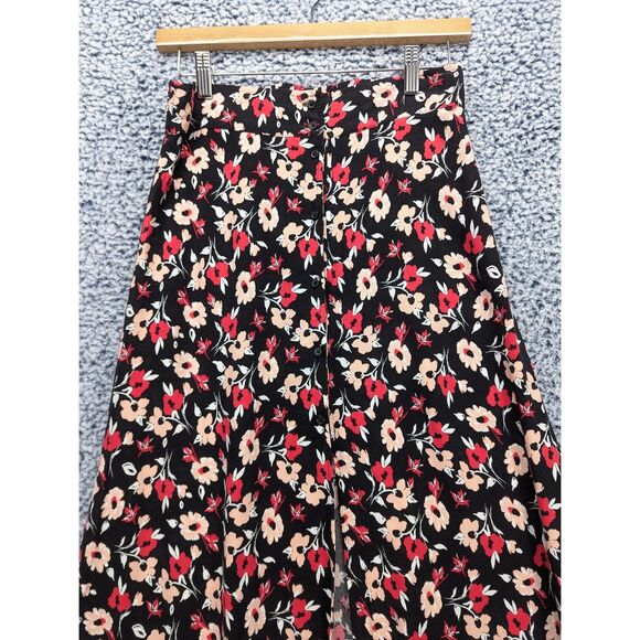 Express Floral Patchwork Maxi Skirt Size S Button High Slit Cottage Boho Fairy - Picture 4 of 11